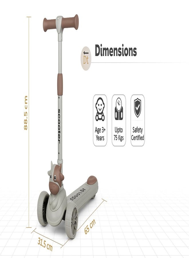 MLU Kids 3-Wheel Kick Scooter with LED Light-Up Wheels, Music Function & Adjustable Handlebar - Cow Design Ride-On Toy for Boys & Girls - Image 3
